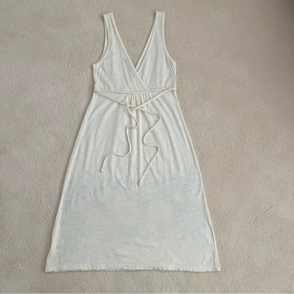 Sleeveless Flower Dress V Neck Ivory/Cream 100% Cotton Made in USA Size Small - Picture 3 of 9